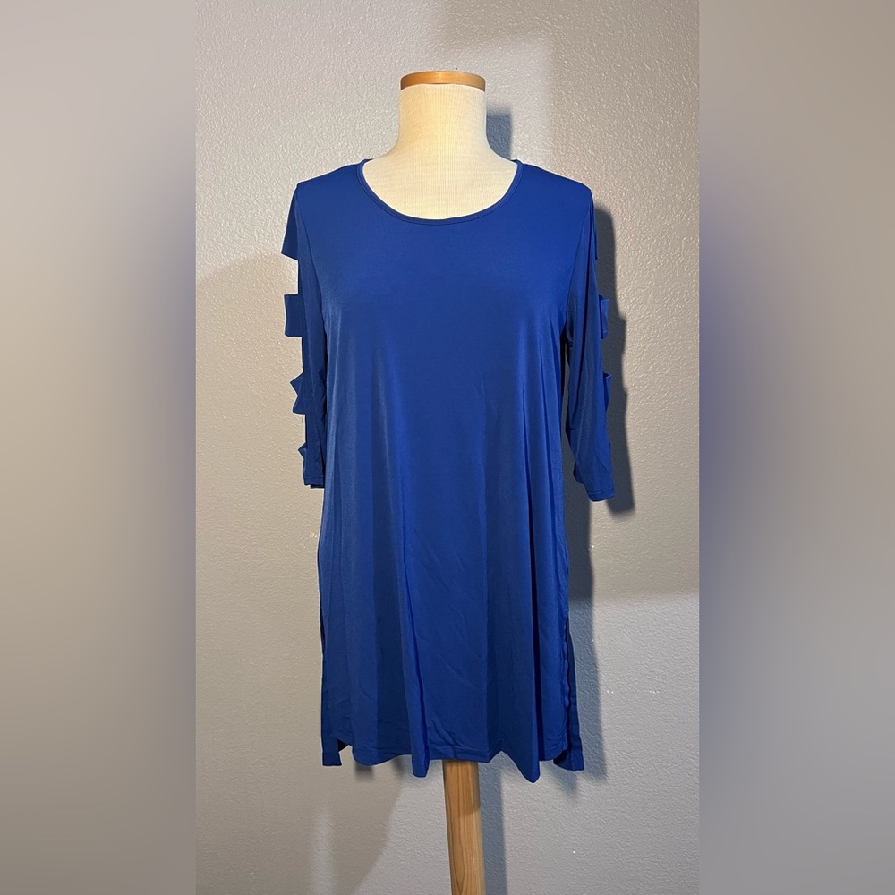 Women's Royal Blue Ruffle-Sleeve Tunic Top